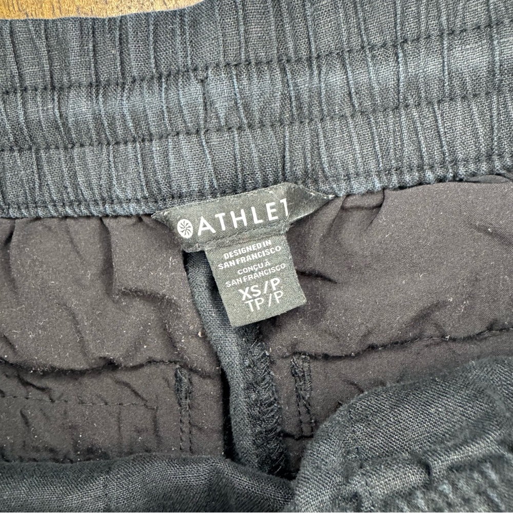 Athleta Black Linen Jogger Pants Elastic Waist Drawstring Size XS - Picture 5 of 8